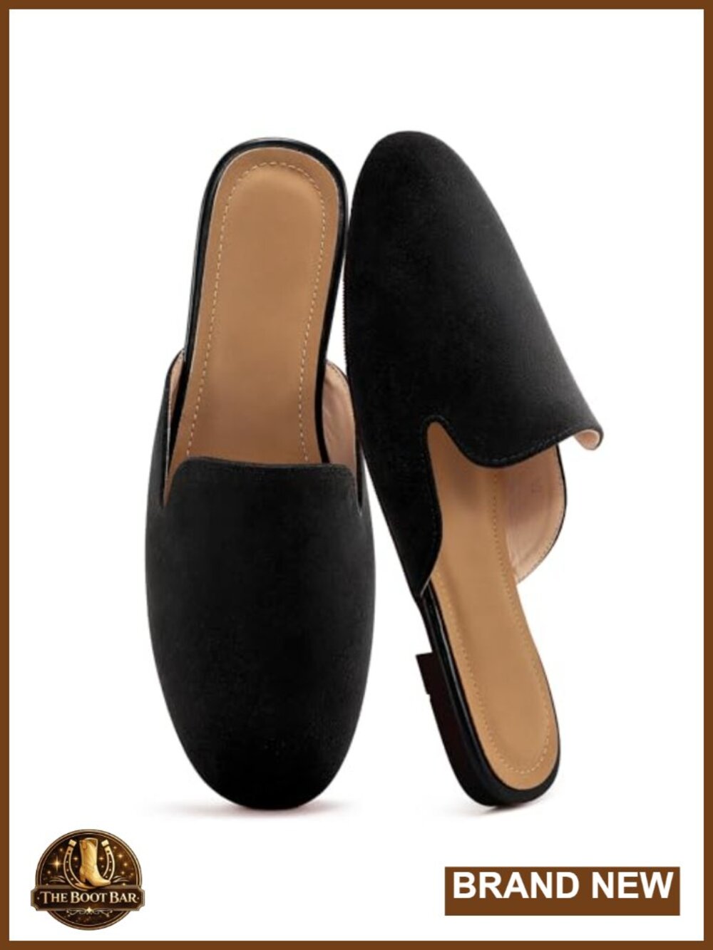 Suede Mules for Women: Comfortable Slip On Round Toe Backless Loafers